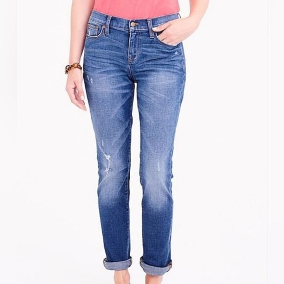 J. Crew Factory Denim - J. Crew Factory Medium Wash Distressed Mid Rise Straight Leg Jeans 27